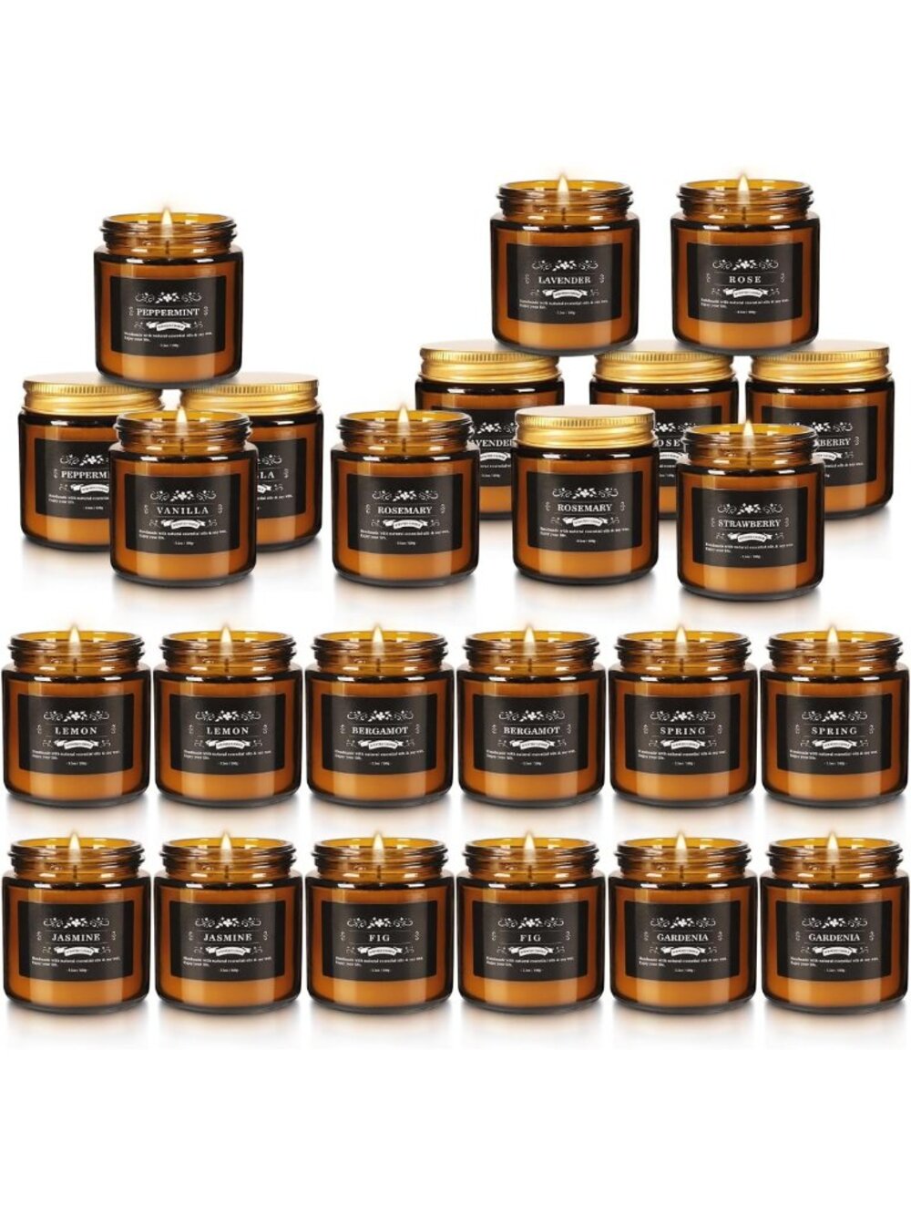 24 Pack Soy Wax Scented Candles - Aromatherapy, Essential Oil, Relaxation Gifts